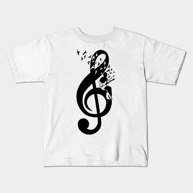 Treble Clef - Bass Guitar Kids T-Shirt by barmalisiRTB